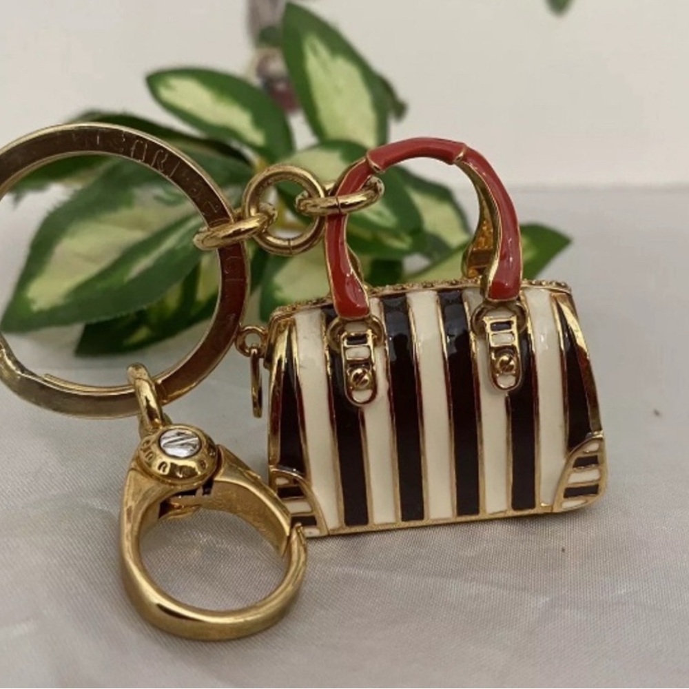AUTH RARELY FOUND Henri Bendel Striped Speedy SatcheL Purse Keyring Fob Charm 🌺